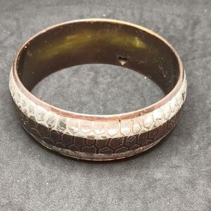 Textured Brown and Silver Metal Bangle